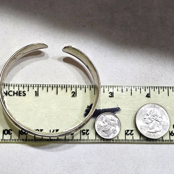 Floral Bird Cuff Bracelet Artisan-Created White Copper and Zinc Oxidized - Picture 11 of 11